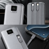 FONENG 10000mAh 22.5W Fast Charging Power Bank with 2 Built-In Cables
