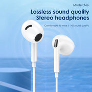 FONENG Half In-Ear Wired Earphones with Microphone – 3.5mm / Type-C / Lightning