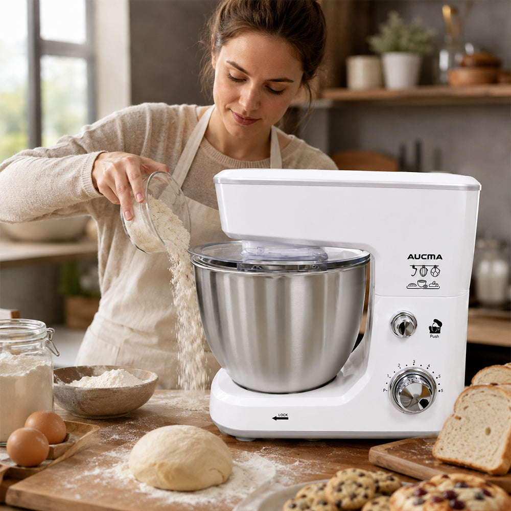 AUCMA Stand Mixer with Stainless Steel Bowl - 500W