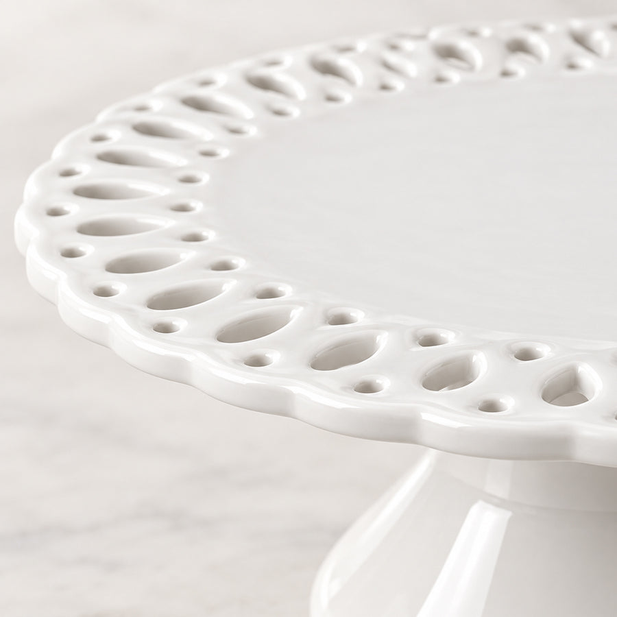 White Porcelain Pedestal Cake Stand - 12 Inch