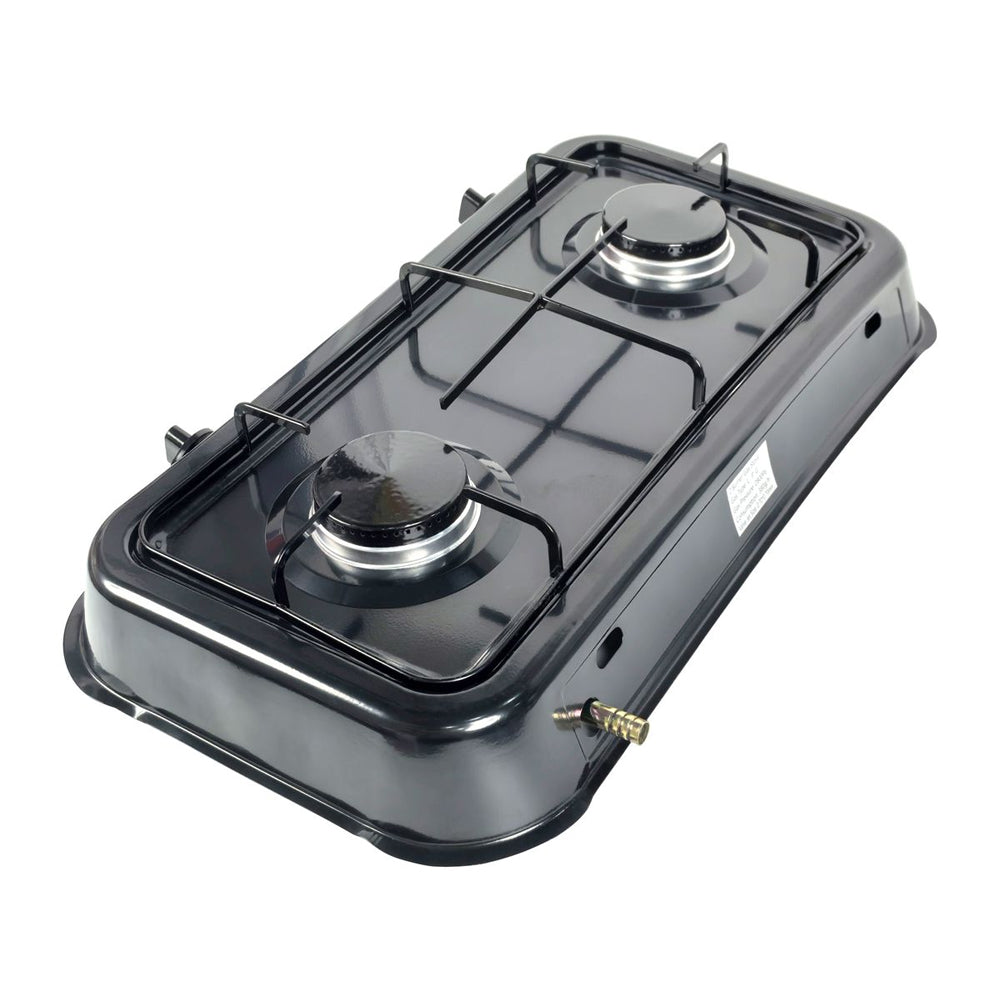 Aruif 2-Burner Porcelain Gas Stove – 59cm Double Burner High-Efficiency Cooker