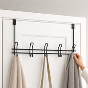 Over-the-Door Iron Hanger Rack with 4 Double Hooks - Black