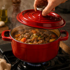 Condere 20cm Red Enamel Cast Iron Pot with Lid
