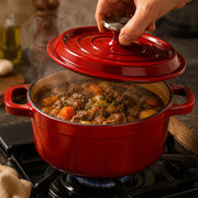 Condere 20cm Red Enamel Cast Iron Pot with Lid
