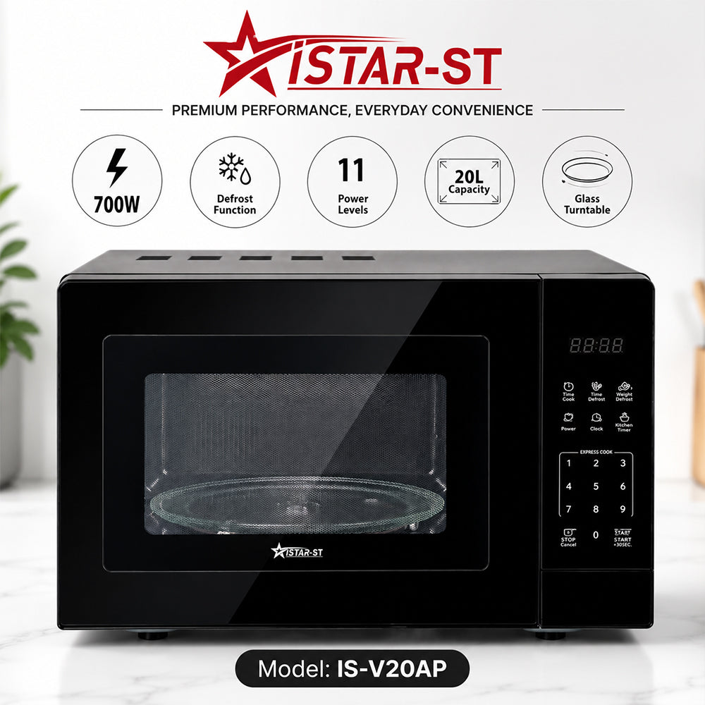 iStar-ST 20L Digital Microwave Oven 700W with Defrost Function - Black