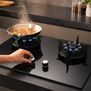 XMY 2-Burner Tempered Glass Built-In LPG Gas Hob - Black