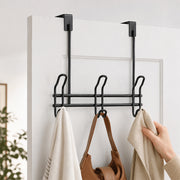 3 Double Hooks Over-the-Door Iron Hanger Rack - Black