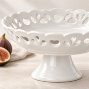 White Porcelain Pedestal Fruit Tray - 12 Inch