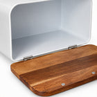 Stainless Steel Bread Bin with Wooden Lid 35.4cm
