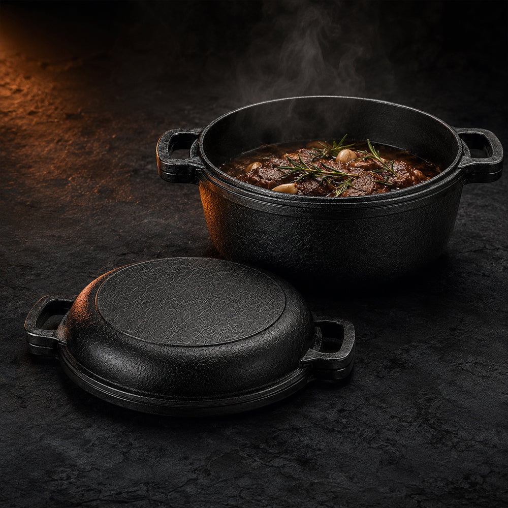 Condere 26cm Dual Purpose Cast Iron Pot with Shallow Pan Lid