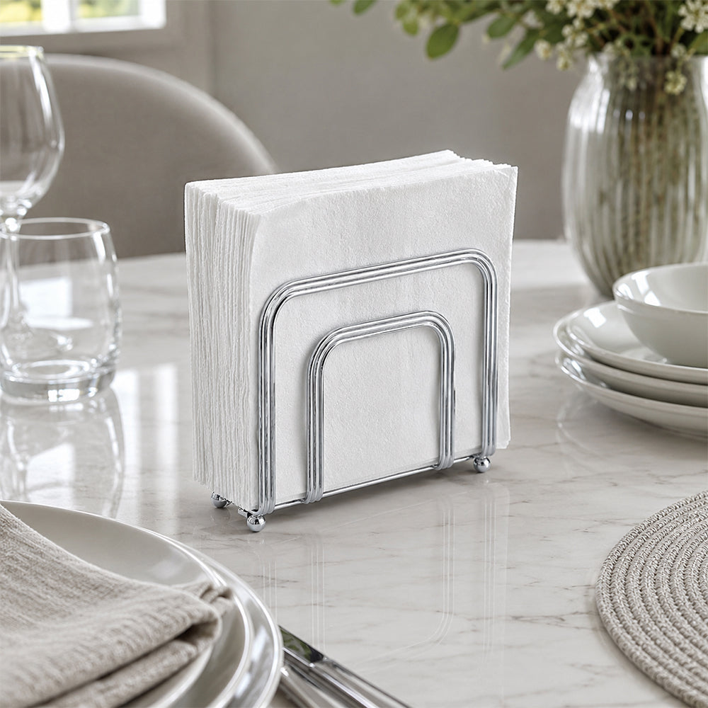 Silver Metal Napkin Holder for Kitchen Counter & Dining Table