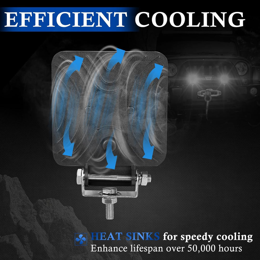 Istar-ST Heavy-Duty 4" Square LED Off-Road Spot Lights - Pack Of 2