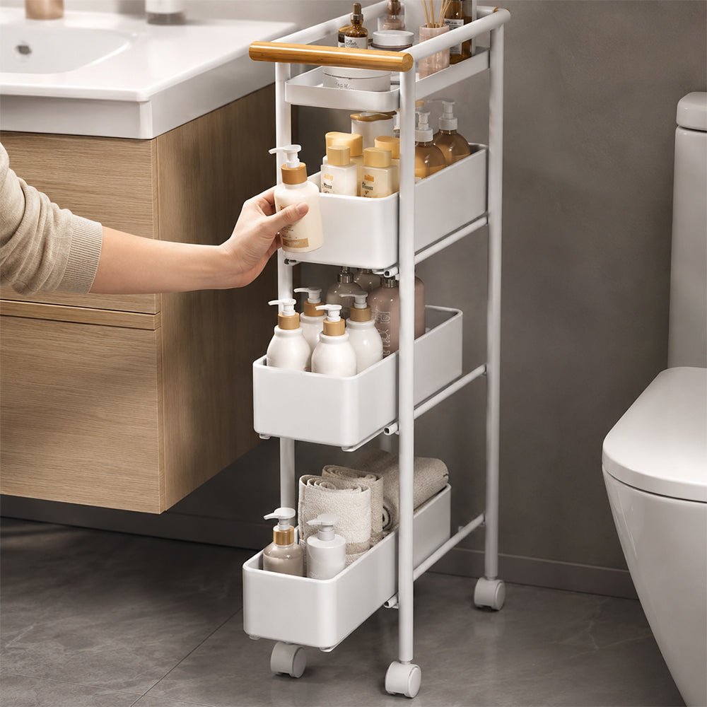 5-Tier Slim  Rolling Storage Trolley with Baskets for Bathroom & Kitchen