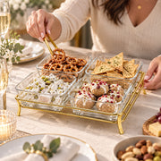5-Piece Glass Serving Bowl Set with Metal Stand - 280ml