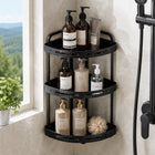 3-Tier Aluminium Corner Shower Bathroom Shelf - Black