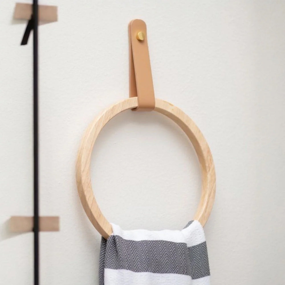 Bamboo Towel Holder – Self-Adhesive Circular Bathroom Rack