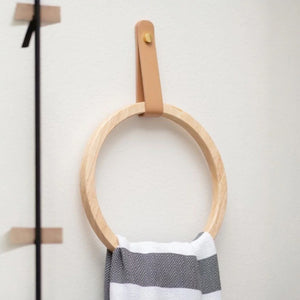 Bamboo Towel Holder – Self-Adhesive Circular Bathroom Rack