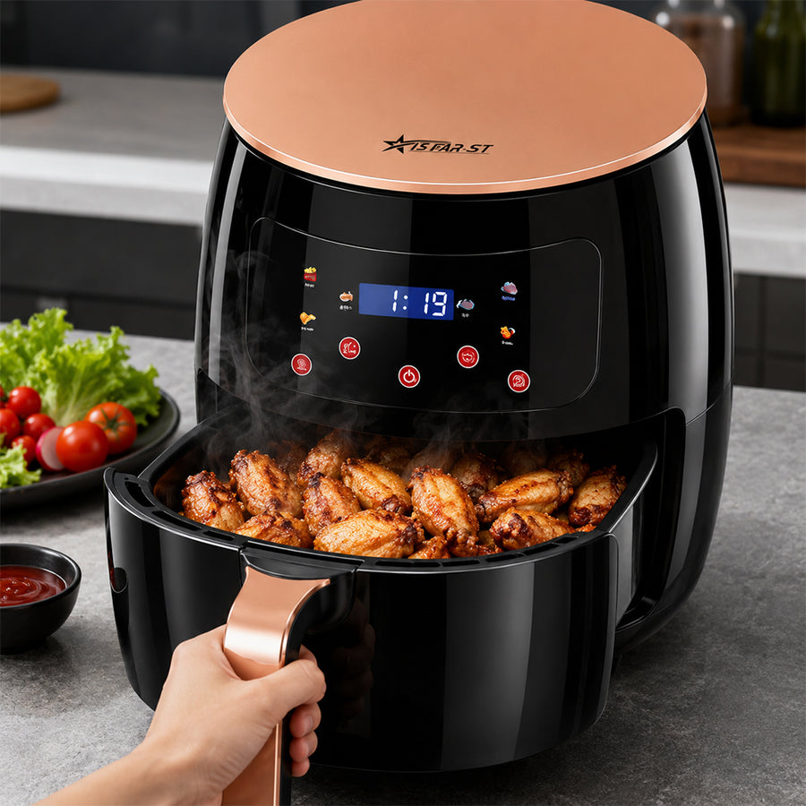 iStar-ST 6L Digital Air Fryer 2400W with LCD Touch Control - Black & Gold