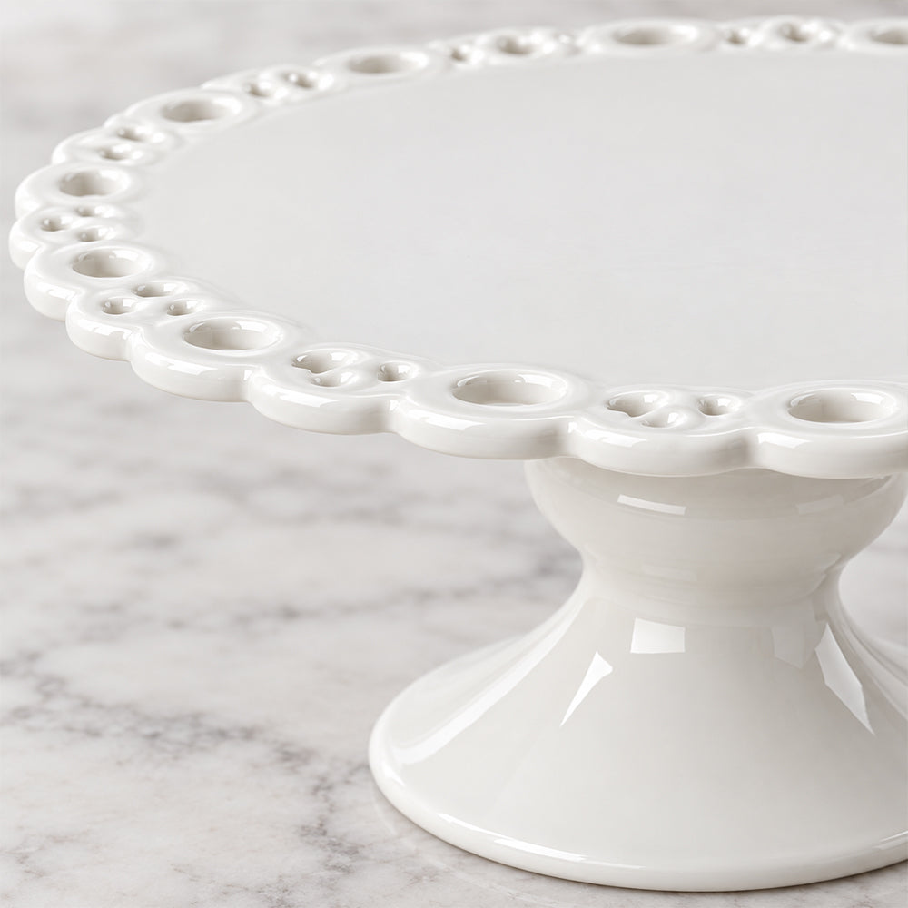 White Ceramic Pedestal Cake Stand - 30.4cm