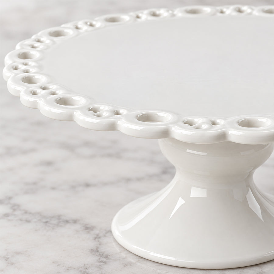White Ceramic Pedestal Cake Stand - 30.4cm