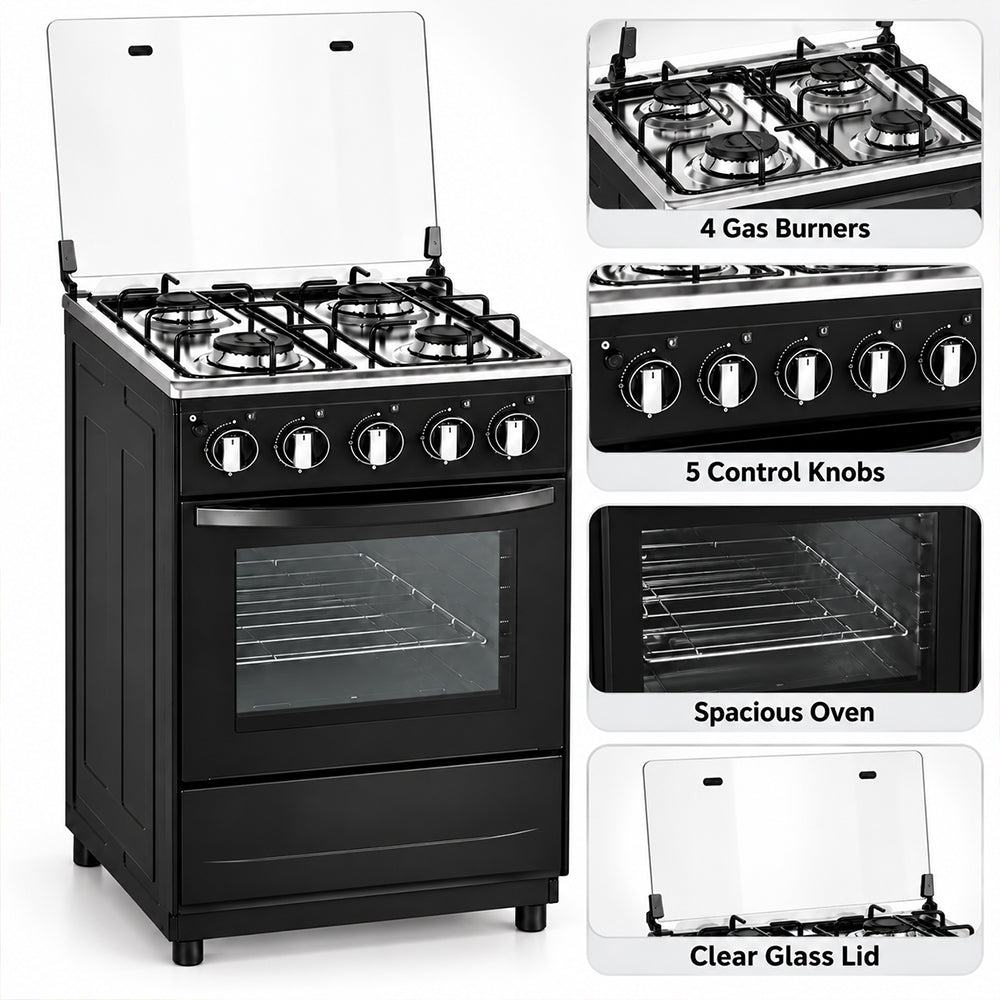 Safy 4-Burner Freestanding Gas Stove with Oven