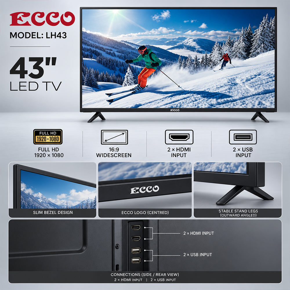 ECCO 43-Inch Full HD LED TV with HDMI & USB