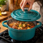 Condere 22cm Teal Enamel Cast Iron Pot with Lid