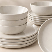 18-Piece Ivory Speckled Porcelain Dinnerware