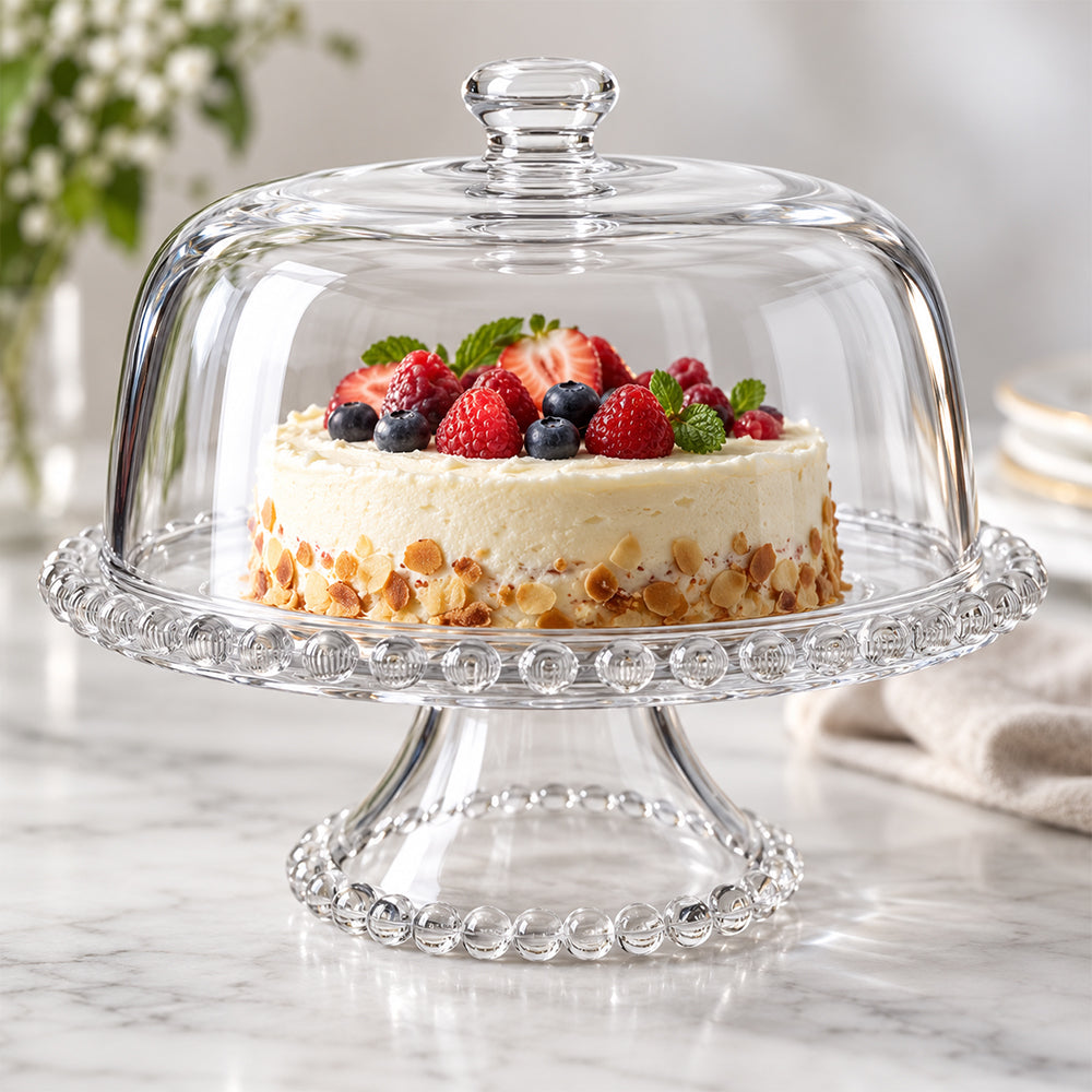 Glass Cake Stand with Dome - 31.4cm