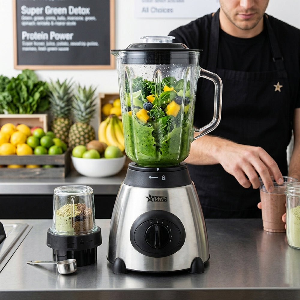 iStar Stainless Steel Blender – Professional Multi-Speed Kitchen Mixer (Silver)