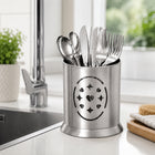 Stainless Steel Cutlery Holder with Drain Holes for Spoons, Forks & Knives