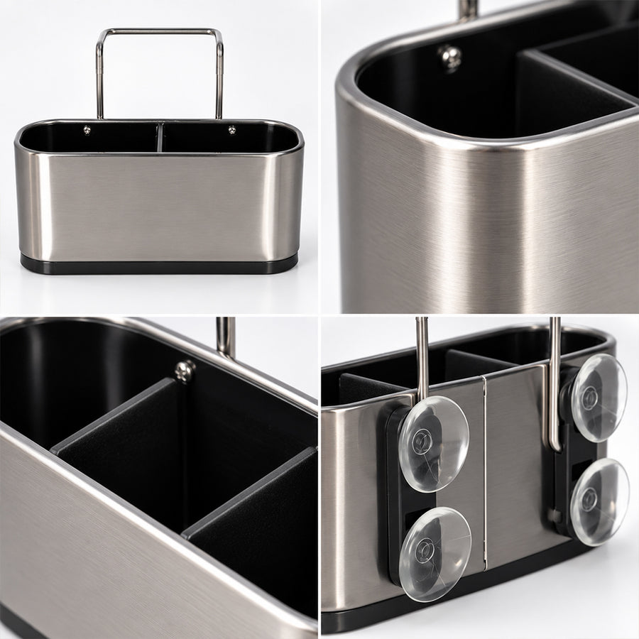 3-Compartment Cleaning Storage Rack with Suction Cups - 17.2cm
