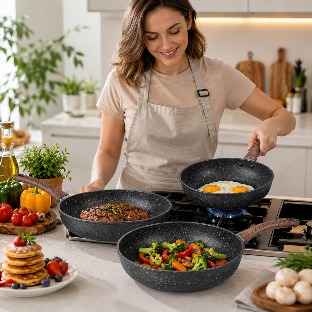 Condere Home 3-Piece Non-Stick Fry Pan Set