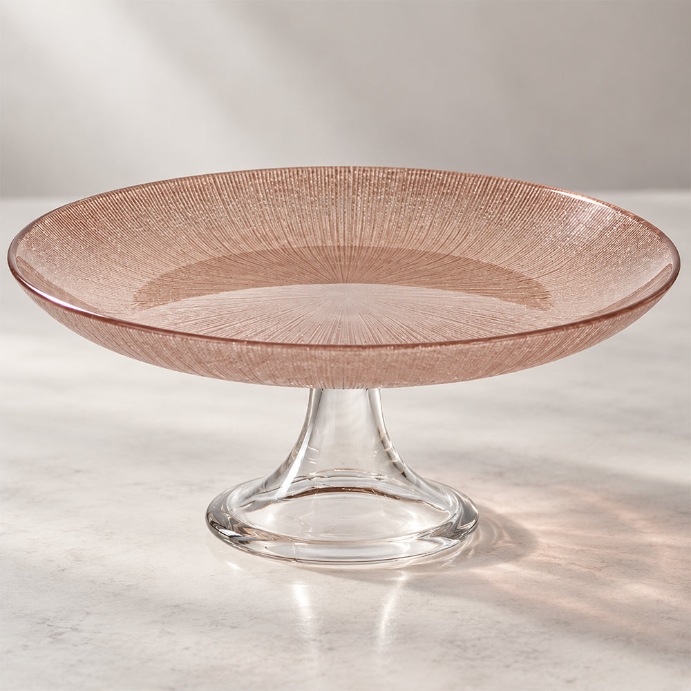 Smoky Rose Glass Pedestal Cake Stand - 28cm
