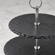 2-Tier Black Cake & Dessert Serving Stand - 25cm & 30cm
