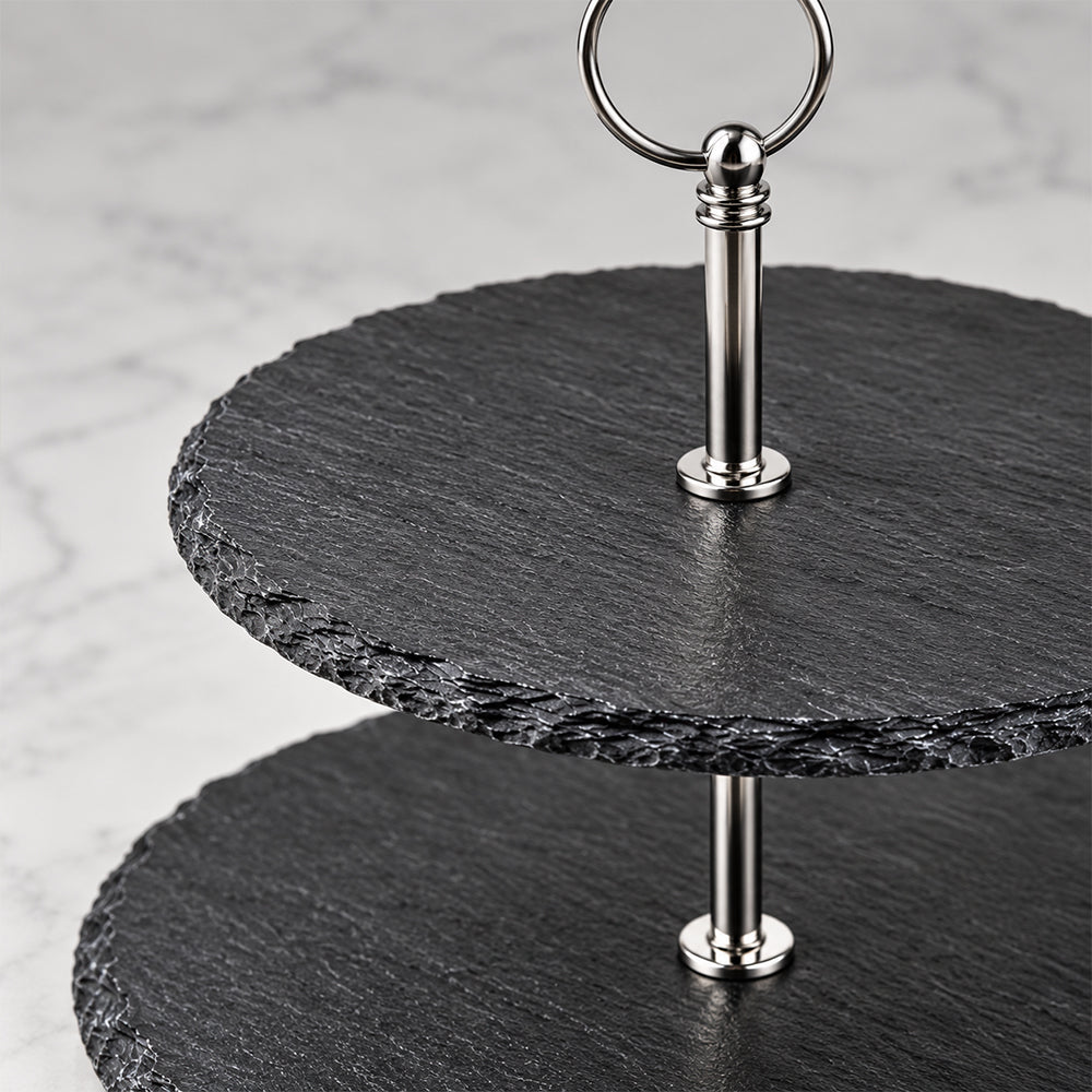 2-Tier Black Cake & Dessert Serving Stand - 25cm & 30cm