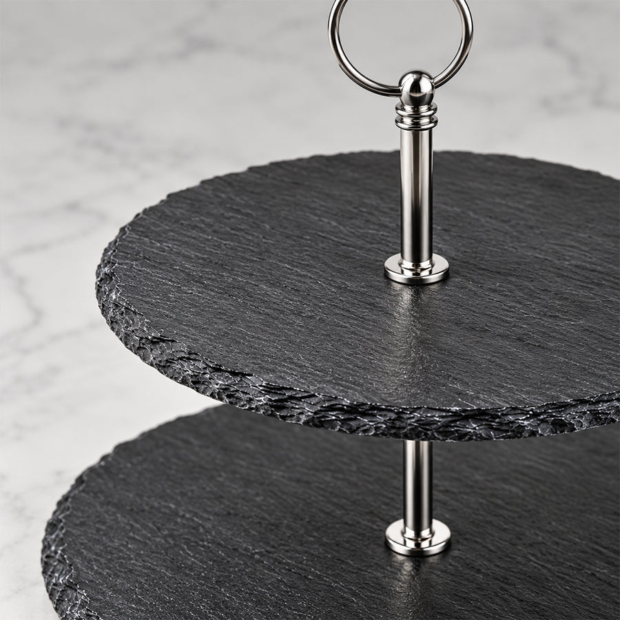 2-Tier Black Cake & Dessert Serving Stand - 25cm & 30cm