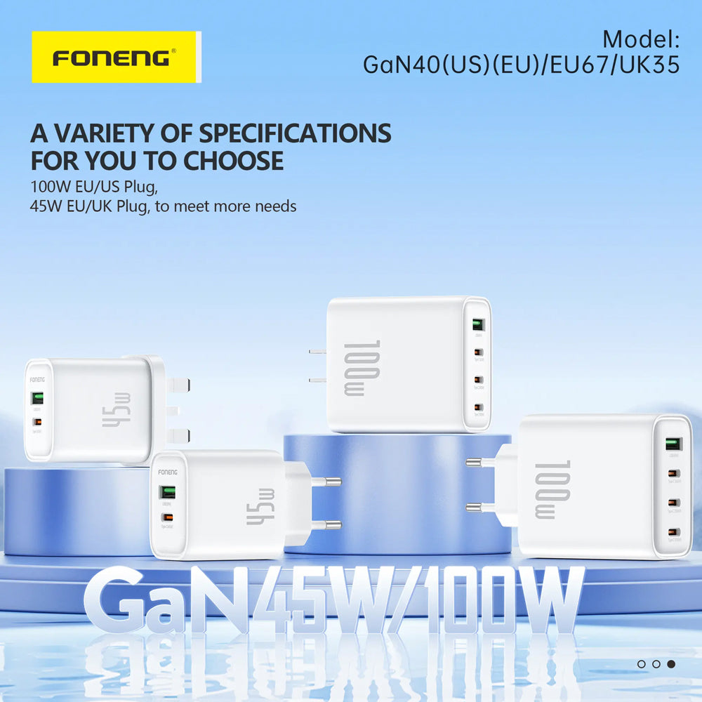 FONENG GaN40 100W 4-Port GaN Fast Wall Charger