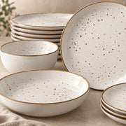 16-Piece Ivory Speckled Porcelain Dinnerware Set