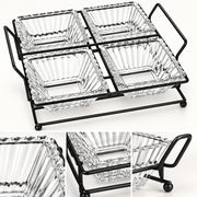 5-Piece Glass Serving Bowl Set with Metal Stand - 250ml