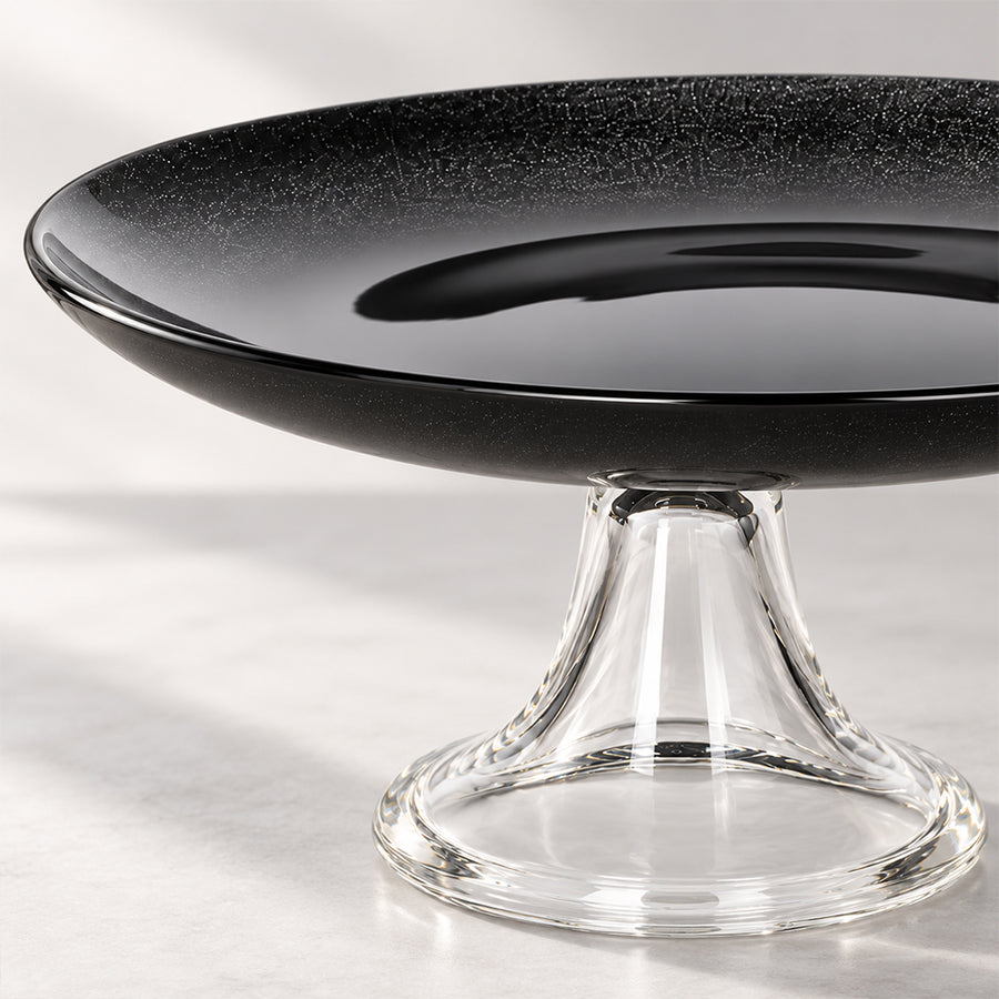 Black Glass Pedestal Cake Stand - 21.9cm