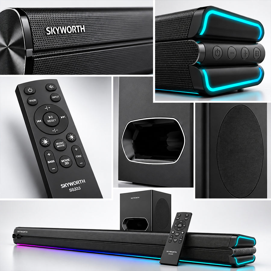 Skyworth 480W 2.1CH Bluetooth Soundbar with Wireless Subwoofer
