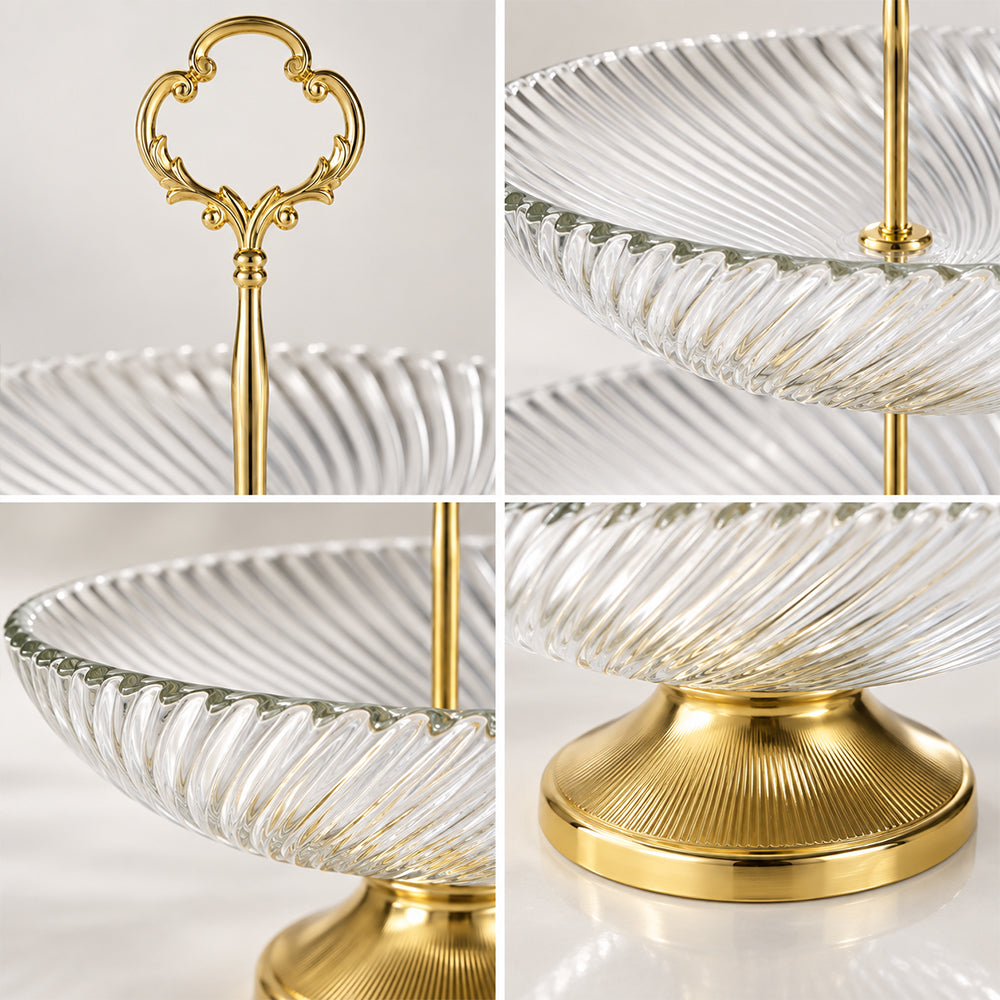 2-Tier Clear Glass Cake & Serving Stand - 28cm