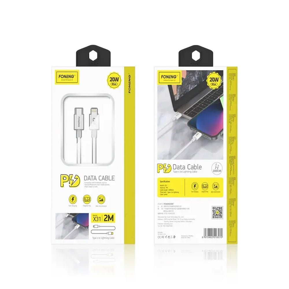FONENG 2m 20W Type-C to Lightning PD Fast Charging Cable