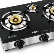 Aruif 3-Burner Tempered Glass Gas Stove