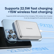 FONENG 10000mAh 22.5W Ultra-Thin Magnetic Wireless Power Bank