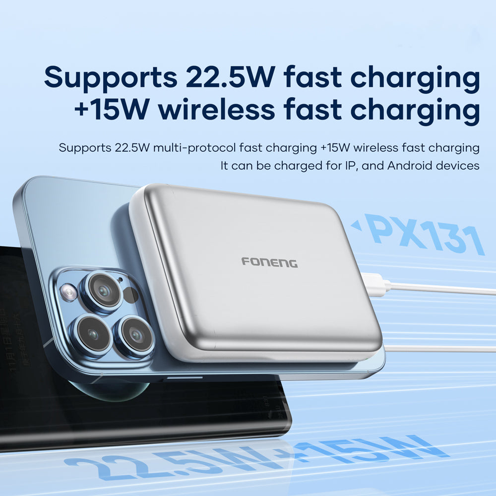 FONENG 10000mAh 22.5W Ultra-Thin Magnetic Wireless Power Bank