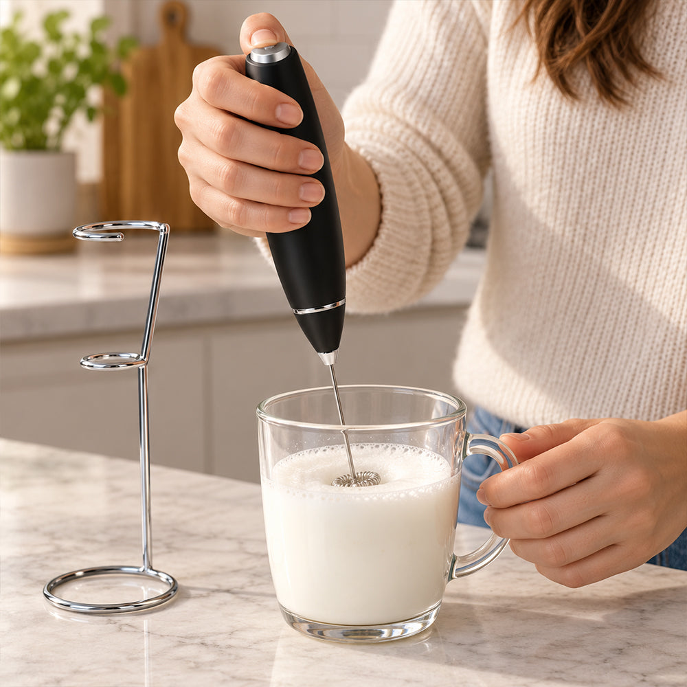 Handheld Milk Frother with Stand