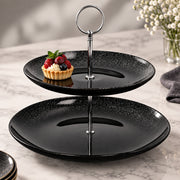 Double-Tier Glass Cake Stand - 27.9cm