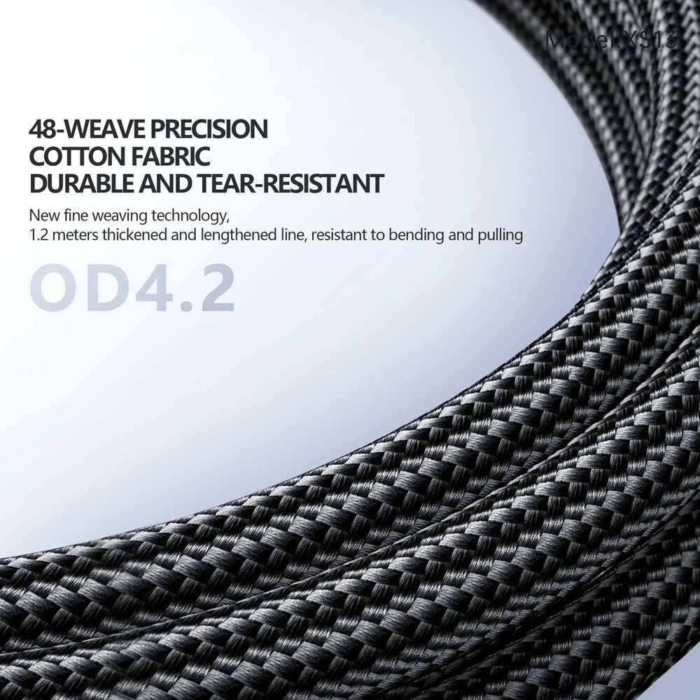 FONENG XS13 1.2m RGB Light Braided Fast Charging Cable 60W / PD27W